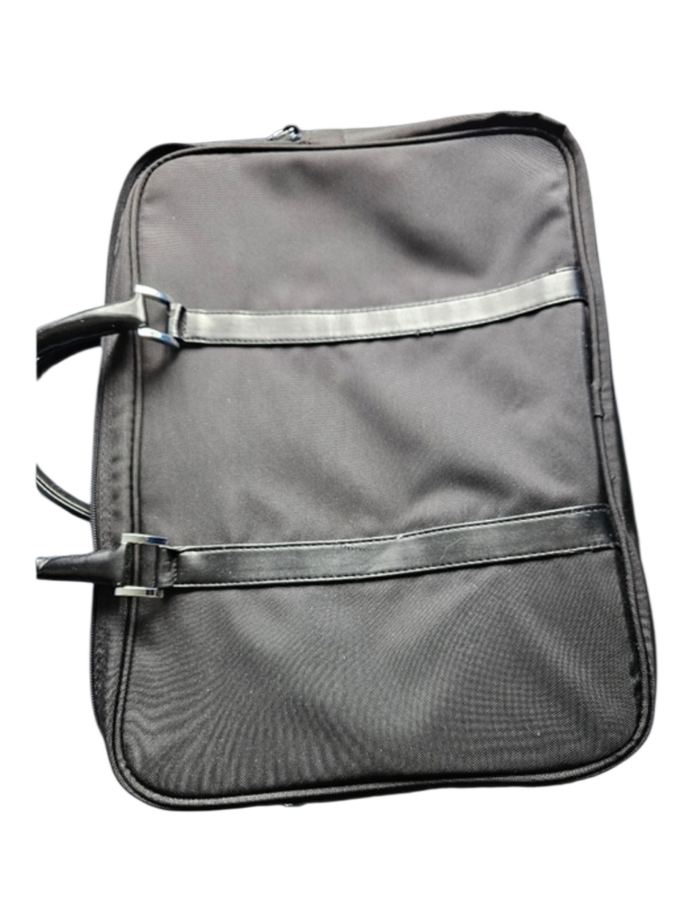 COMPUTER Bag Zippered closure Black Nylon with Faux leather strap